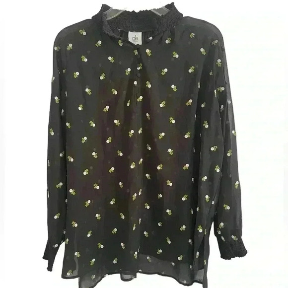 CAbi Tops - Cabi Sheer Oversized Long Sleeve Top Size Small